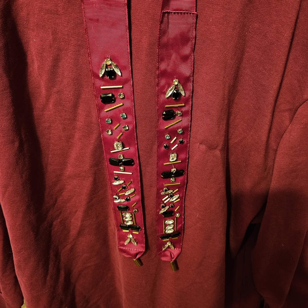 Zara Maroon Cowl Neck Sweater with Jewel Accents - Picture 2 of 4